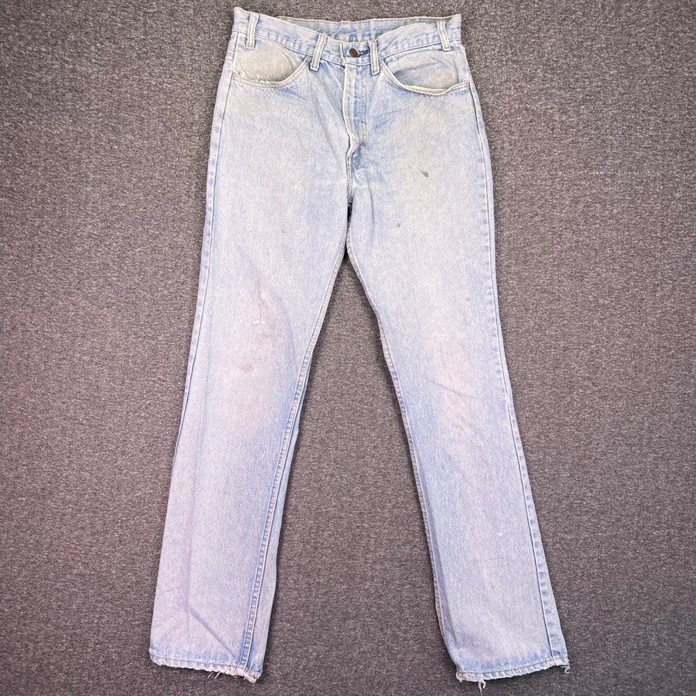 VTG 70s Levis 519 0217 Jeans 32x33 Light Wash Orange Tab‎ Talon 42 Straight Leg
